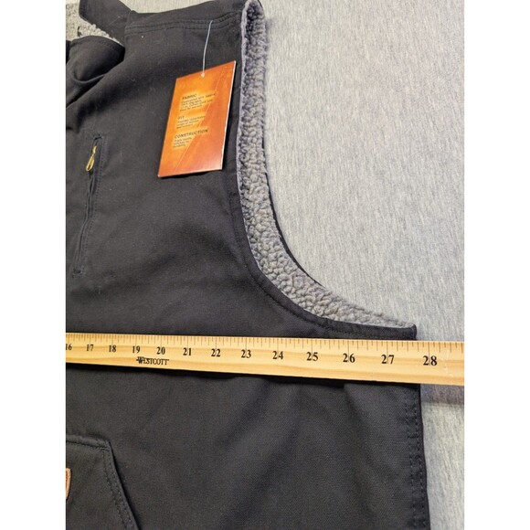 New Forge Vest Mens Black Cotton Sherpa Lined Workwear Full Zip Western Size 2XL - Picture 9 of 11